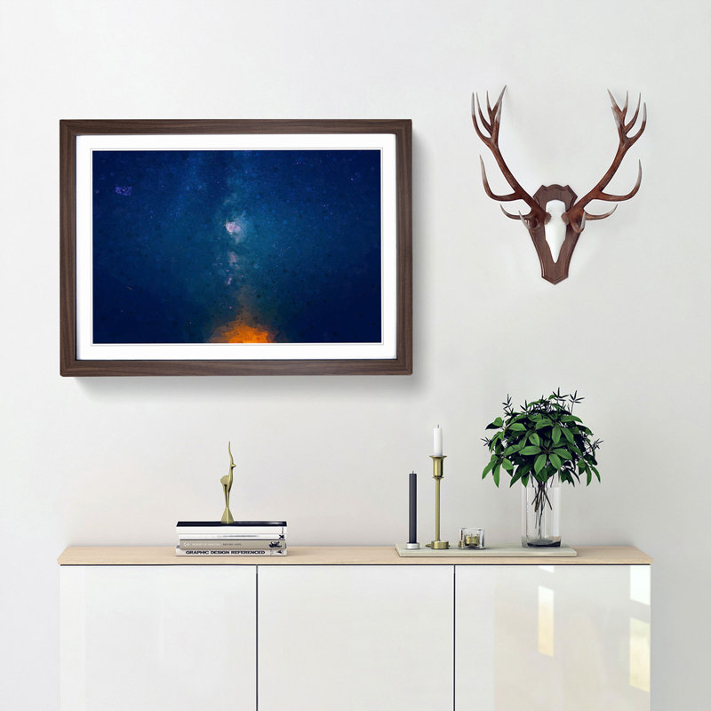 The Stars at Night in Abstract - Framed Print, 60cm H x 91cm W x 2cm D, Walnut