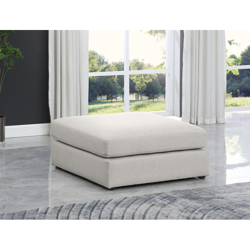 Repose-pieds Itoro, Tissu beige texturé en lin