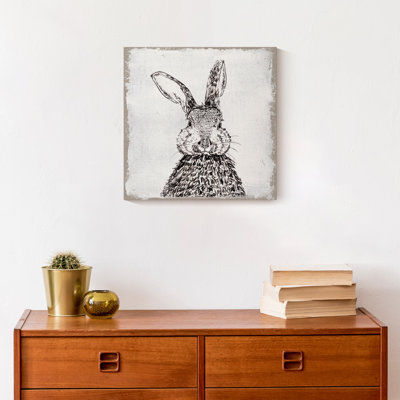 Encre, dessin de lapin en toile de jute 1 - impression sur toile tendue