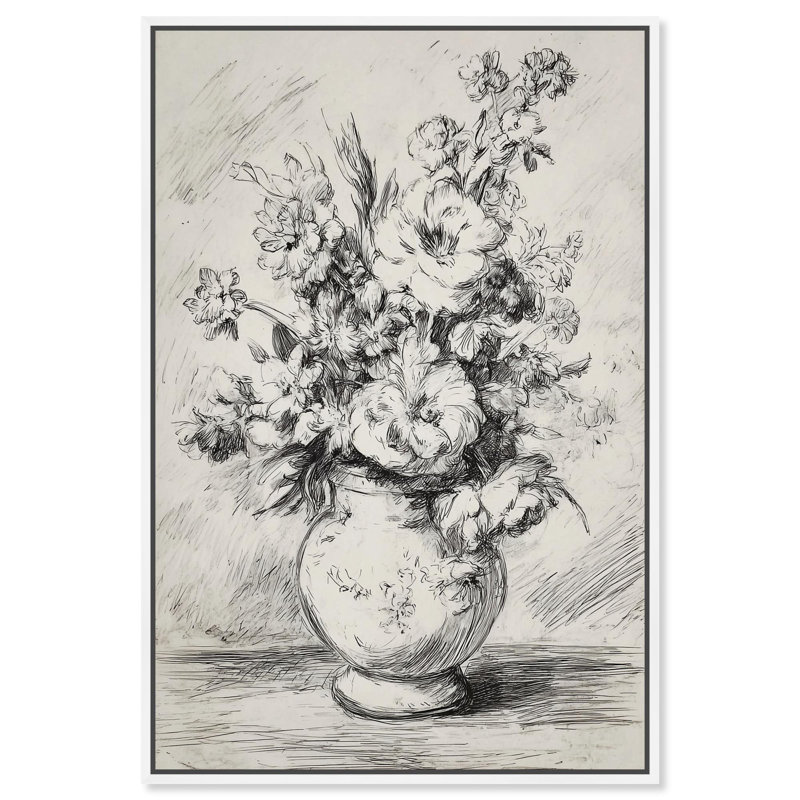 Art mural de cuisine Vase of Blooms II par Art Remedy, cadre blanc, 16 x 24, H 25 po x l 17 po, Cadre blanc
