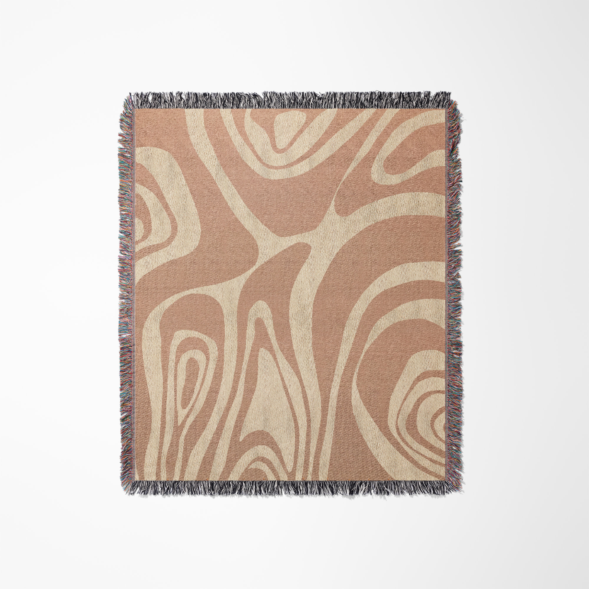 Kayle Cotton Throw Blanket, Rust/Beige, Twin