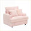 Canapé simple et amp; Ensemble de repose-pieds avec ressorts de 39 pouces avec porte-gobelet, parfait pour le salon / la chambre à coucher | Rose | Velours côtelé