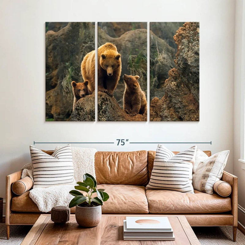 Bear And Cubs, 42" H x 65" W
