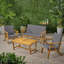 Ensemble de loisirs extérieurs 4 pièces - Fabrication en bois, tissu aquatique, 2 chaises club et table basse incluses, pour la collection de conversation dans la cour avec tissu imperméable résistant aux intempéries