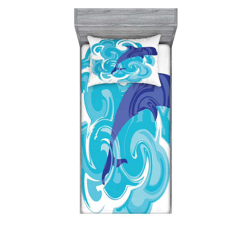 Dolphin Microfiber Sheet Set, Twin XL Sheet Set + Fitted Sheet + 1 Pillowcase