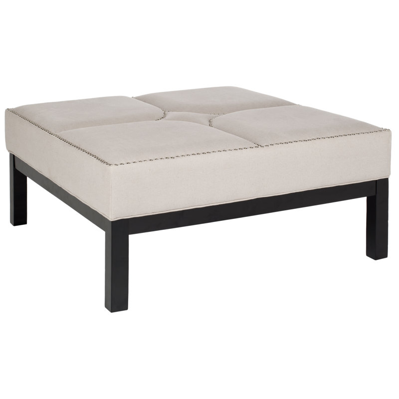 Repose-pieds de cocktail carré en similicuir de 37,4 po de largeur, Similicuir taupe