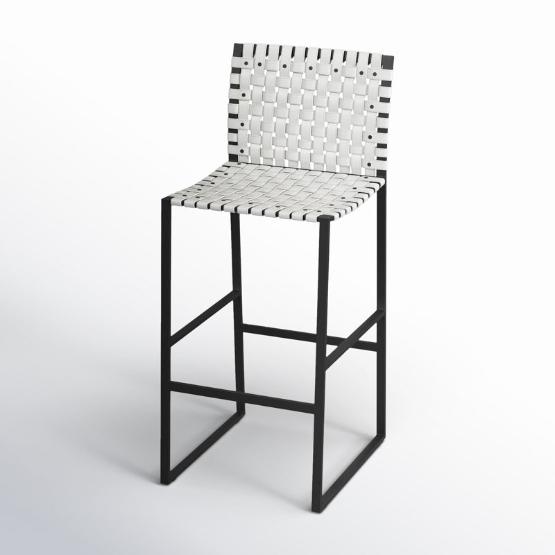Butler Urban Brown Woven Leather Bar Stool, White/Black, Bar Stool (30" Seat Height)