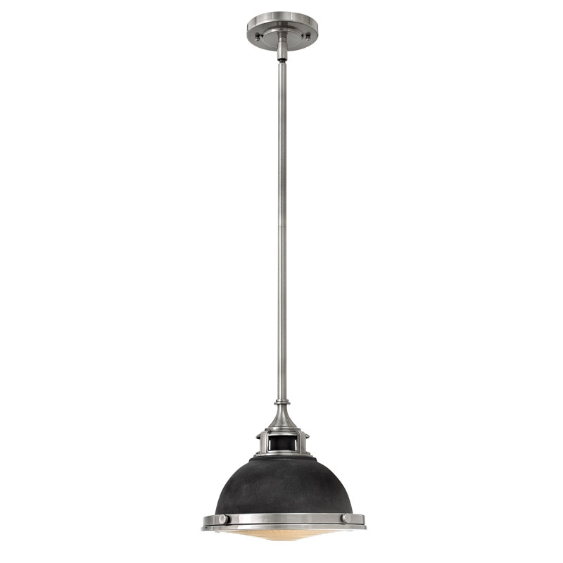 Amelia 1 - Light Single Dome Pendant, Aged Zinc