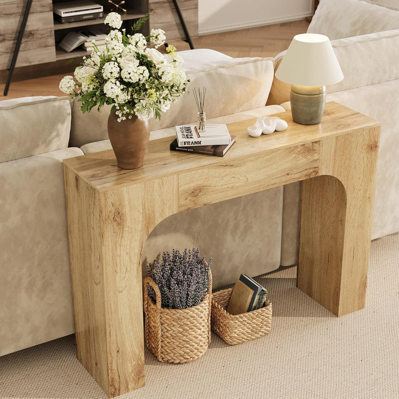 Console Table, 83.5cm H x 120cm W x 30cm D, Natural Wood