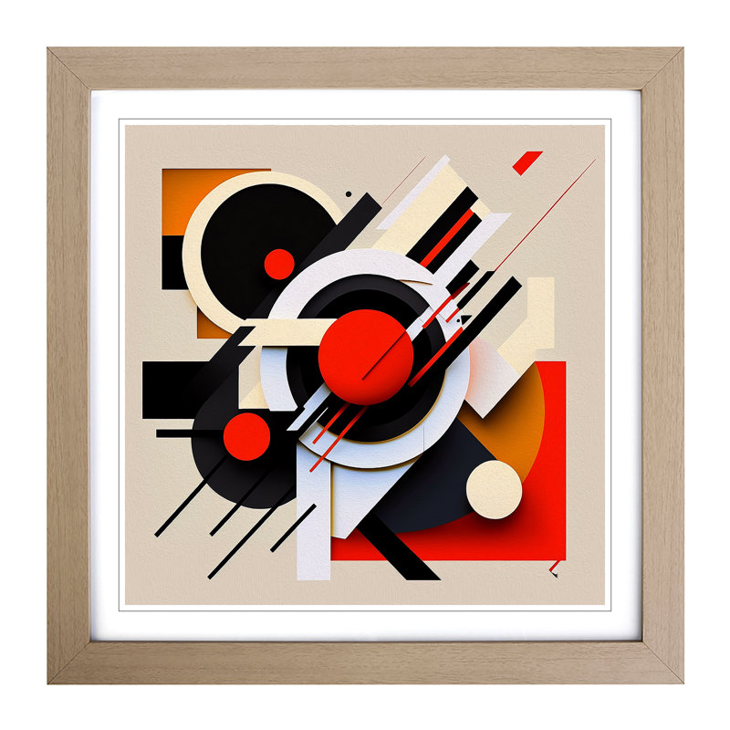Hypnotize Suprematism - Single Picture Frame Print on Wood, Oak