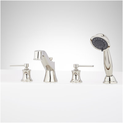 Pendleton 4-Hole Roman Tub Filler and Hand Shower and Valve - Polished Nickel