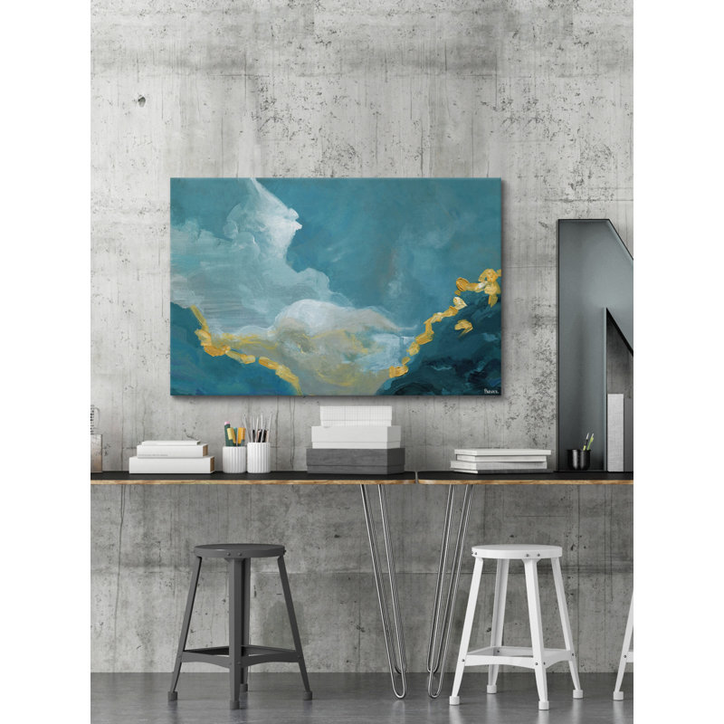 «Blue Mountain Horizon» par Parvez Taj - peinture sur toile tendue, H 8 po x l 12 po x P 1,5 po
