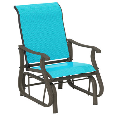 Outdoor Glider Chair, Gliders for Outside Patio with Steel Frame and Mesh Fabric for Backyard, Garden, and Porch by Charlton Home