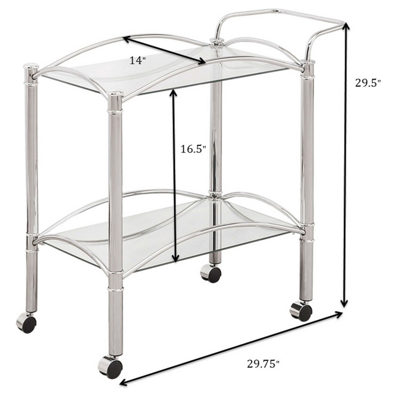 Chariot-bar rectangulaire en verre à 2 niveaux Porch & Den