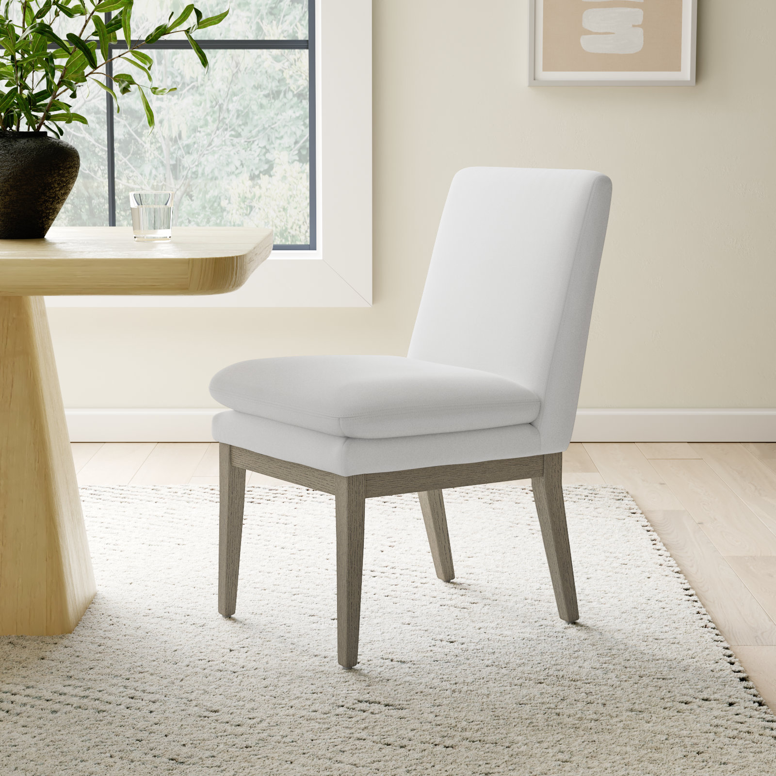 Bethea Upholstered Back Side Chair, Tweed Prestige Pearl/Gray
