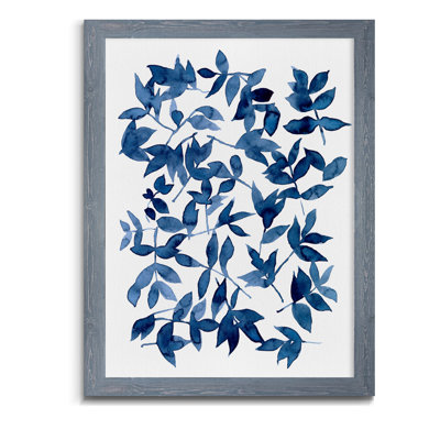 Indigo fallen leaves ii-reproduction d’art sur toile encadrée