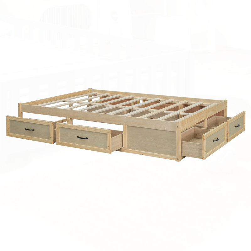 Lit plateforme avec rangement pour une organisation soignée et une décoration élégante, Naturel antique
