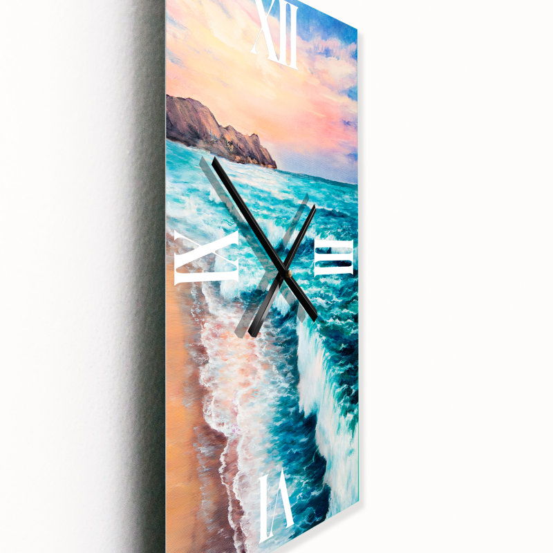 Horloge murale Morning Light on the Ocean Waves III, Petit