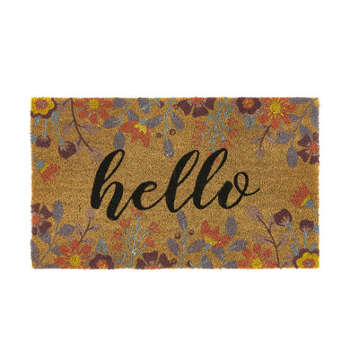 Indoor / Outdoor Coir Floral Hello Mat