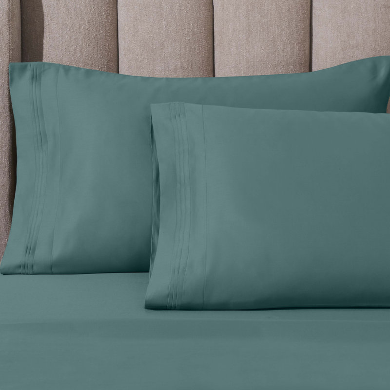 Arling 1000 Thread Count Luxury Certified Egyptian Cotton 2 Piece Sateen Pillowcase, King Pillowcase, Deep Sea