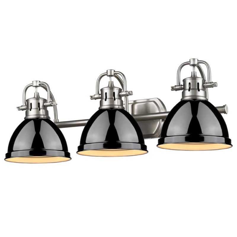 Éclairage pour salle de bain Drakeford, Étain, Noir, Trois lumières