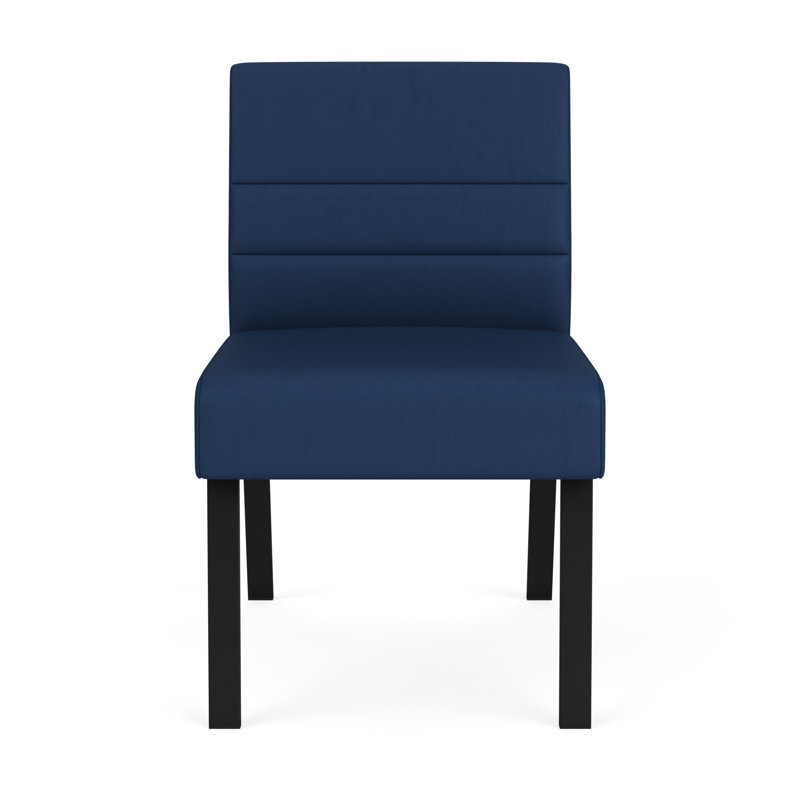 Chaise d'invité sans accoudoirs Waterfall, Noir, Vinyle bleu Patriot Plus Imperial