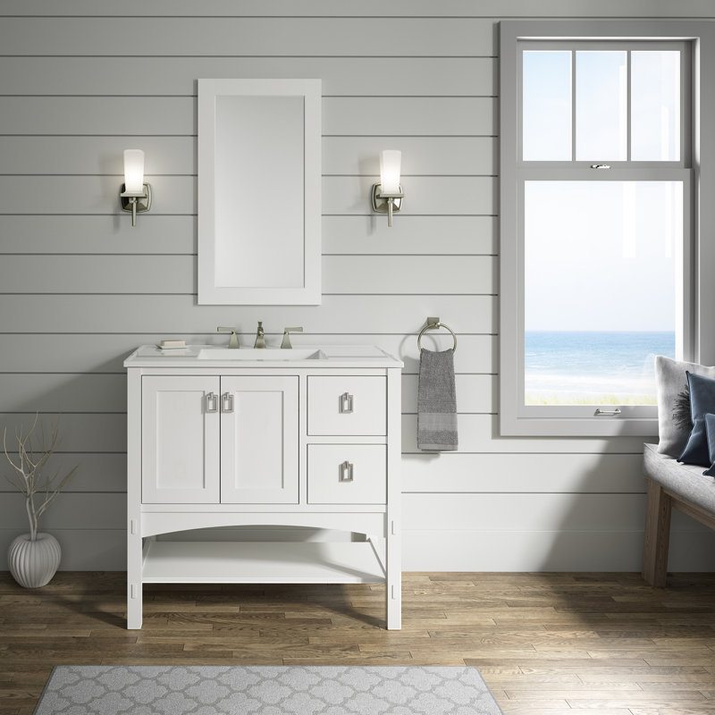 Marabou 36" Single Bathroom Vanity Base Only, Linen White