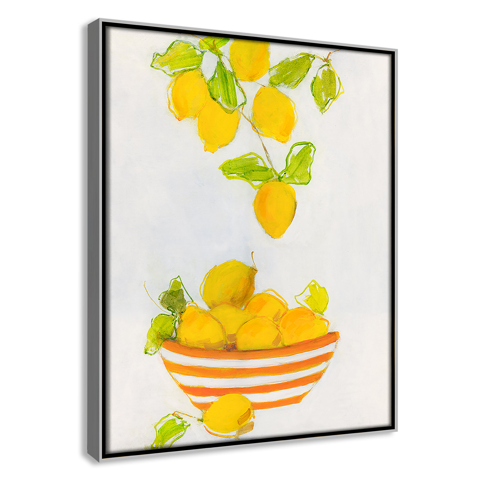 Darcy "Lemonlicious" Painting by Sally Swatland, 15.5" H x 12.5" W x 2" D, Silver Framed Canvas