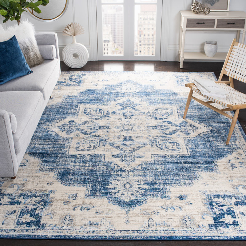 Aurelle Oriental Navy Area Rug, Rectangle 10' x 13'