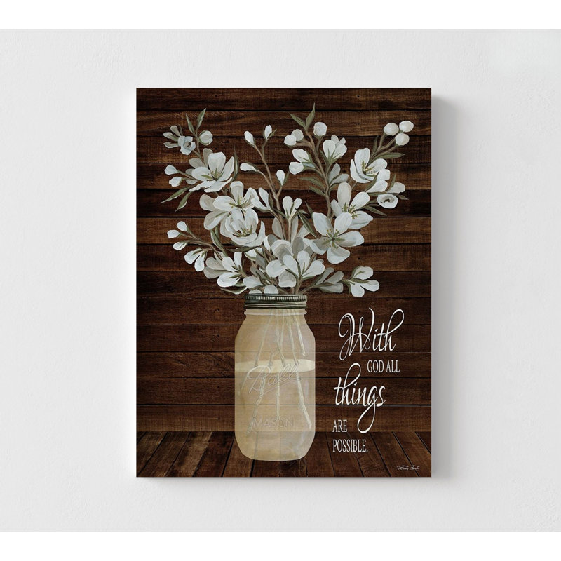 «All Things Are possible» par Cindy Jacobs, impression encadrée de Matthew 19:26, idée de cadeau de vase floral, décoration de maison moderne fleur délicate