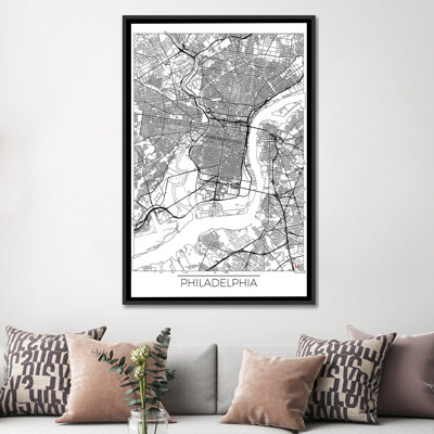 « philadelphia minimal urban blueprint map », impression sur toile