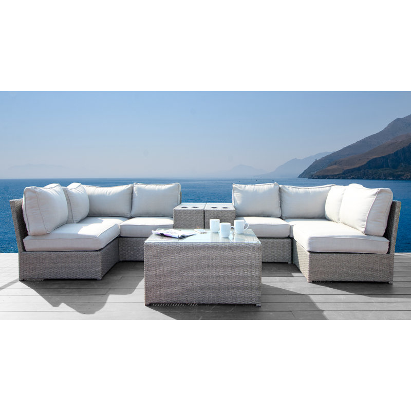 Athelene Wicker Fully Assembled 4 - Person Seating Group with Cushions