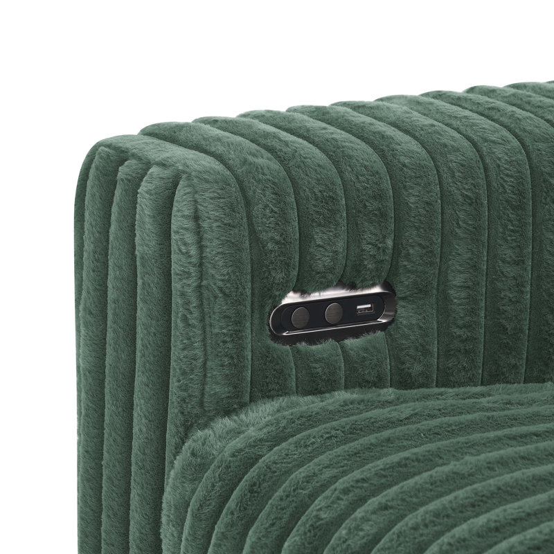 Canapé modulaire inclinable électrique Rkanpelna, Velours côtelé vert foncé