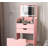 3-in-1 Multifunctional Dressing Table & Stool Set, 3-Color Lighting Modes, HD Mirror, 2 Sliding Drawers & Hidden Storage Stool-1919697043