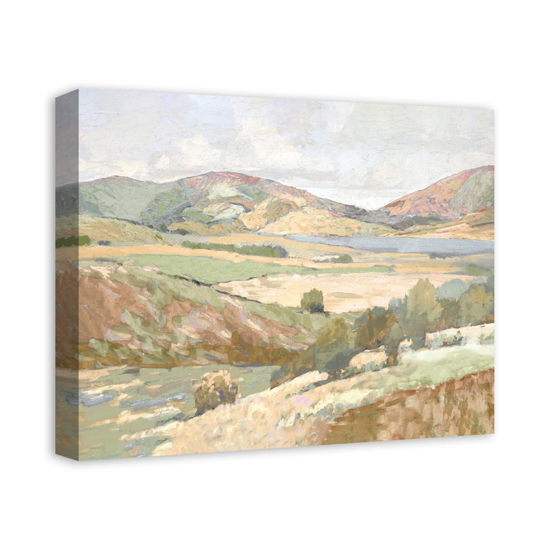 Doux paysage pastel sur toile, H 16 po x l 20 po x P 1,25 po
