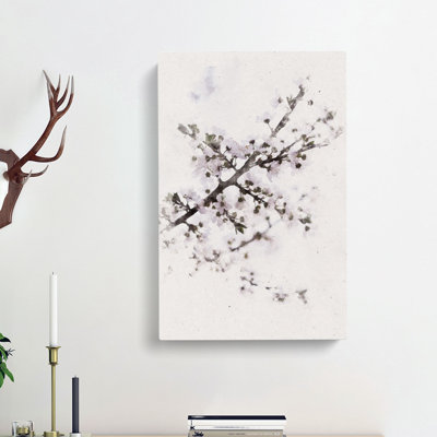 Branch Of A White Cherry Blossom Tree - Wrapped Canvas Painting