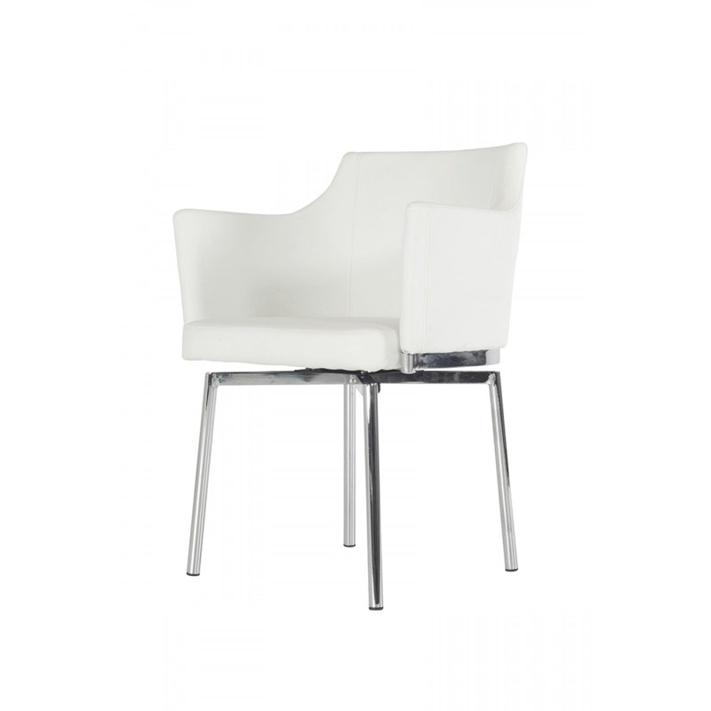 Fauteuil Oman en chrome, Similicuir blanc brillant