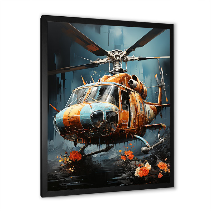 " Military Apache Helicopter Reconnaissance ", Black Single Picture Framed, 20" H x 12" W x 1" D