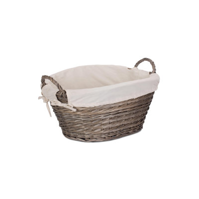 Wicker Wash Basket with Lining