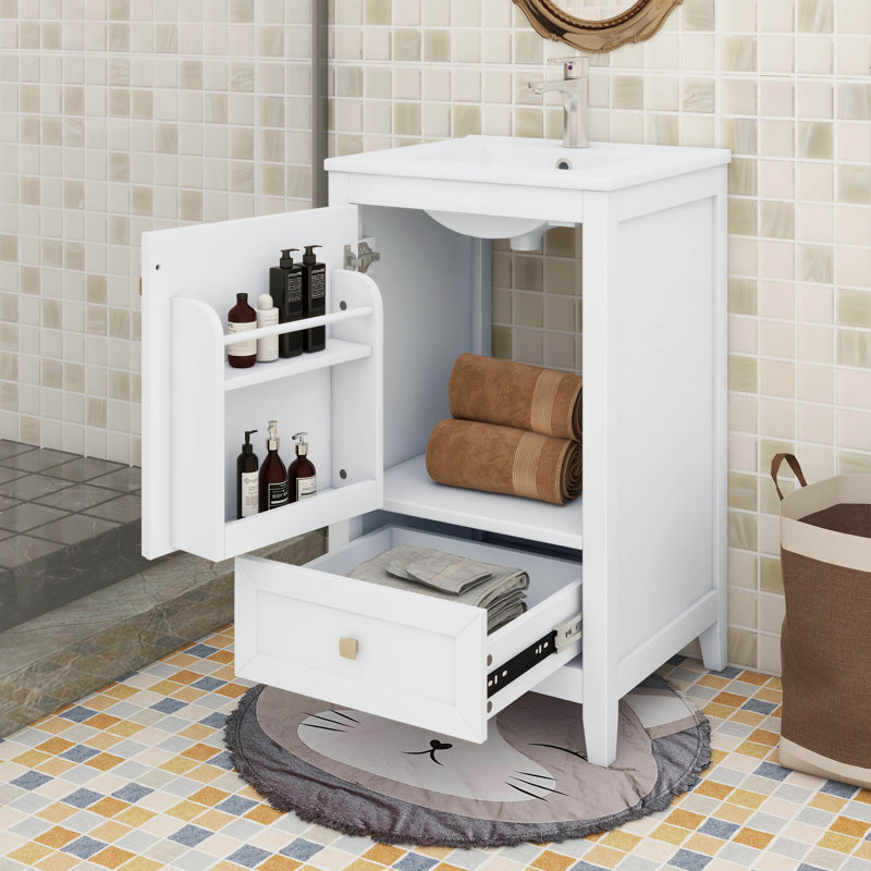 Organisez votre salle de bain avec ce meuble-lavabo de 20 po avec lavabo, Blanc