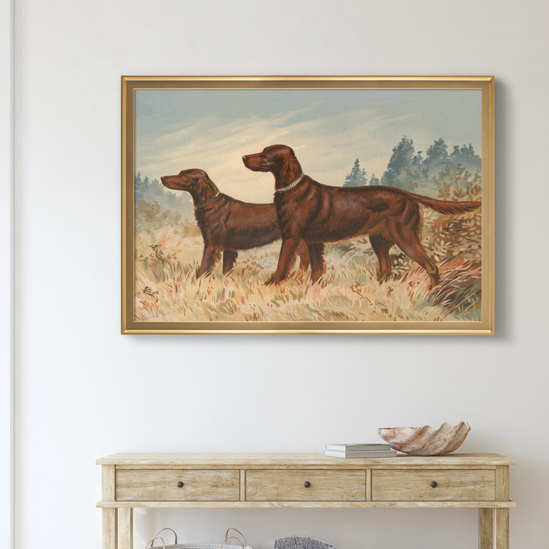 Irish Setter II - Matted and Framed Under Acrylic Glass, Large Living Room Wall Art, 18.5" H x 24.5" W x 1.5" D, Gold Frame