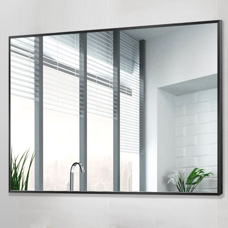Jarrell Metal Flat Wall Mirror, Black