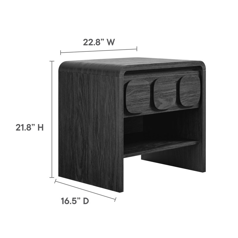 Toscana 1-Drawer Nightstand In Black