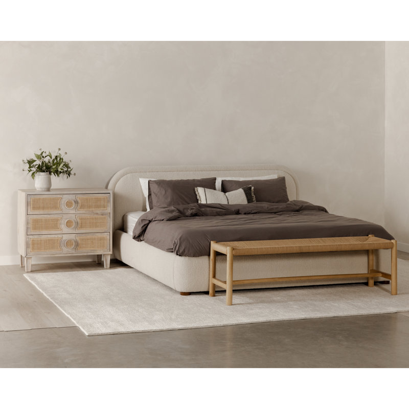 Shonda Upholstered Low Profile Platform Bed, Oatmeal, King