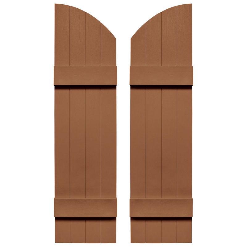 Builders Edge, paire de volets standard à quatre planches jointes avec arche, planche-n-lattes, 53 po, Cèdre traité