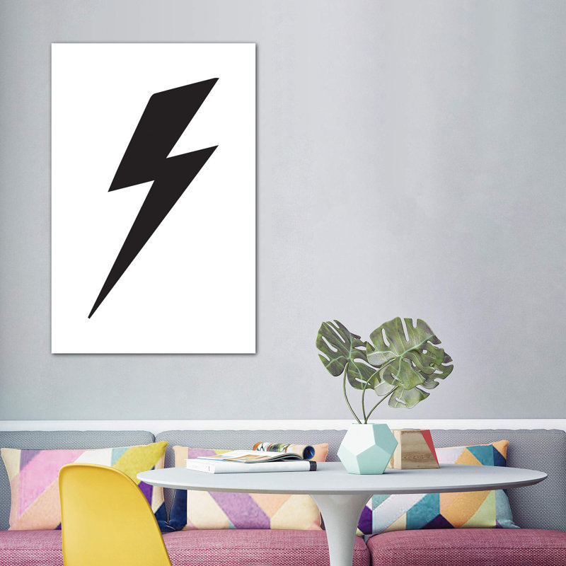 Lightning Bolt - impression d'art graphique, H 60 po x l 40po x P 1,5 po, Pas de tapis, Toile tendue