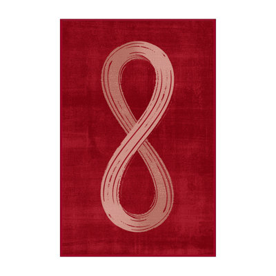 Soft Plush Finnell Valentines Modern & Contemporary Abstract Area Rug in Red – Red Binding
