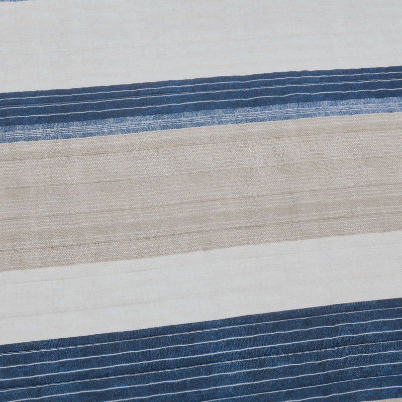 Full Blue Mirage Cotton Reversible Quilt Set