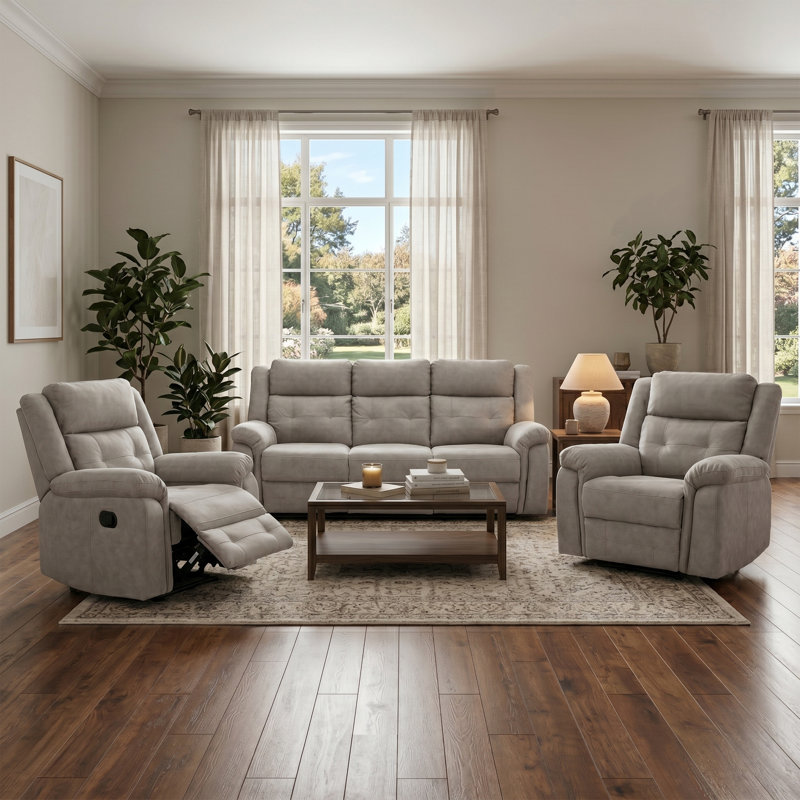 Bonachea 3 - Piece Living Room Set, Light Grey