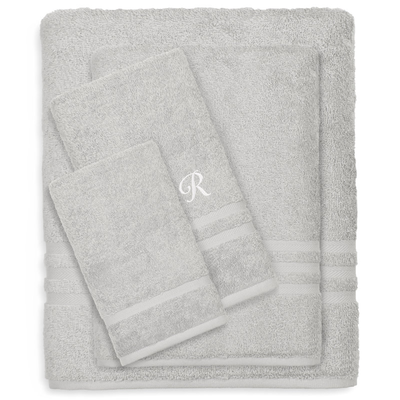 Ensemble de serviettes 4 pièces 100% coton Denzi, Gris, R